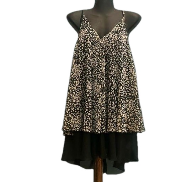 Small Cecico black & tan floral print spaghetti strap layered midi dress - Picture 2 of 13